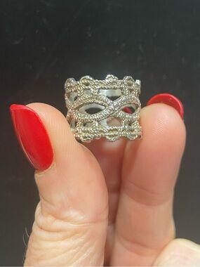 Retired Mignon Faget Rare Luz Collection 2014  Sterling Silver wide band ring